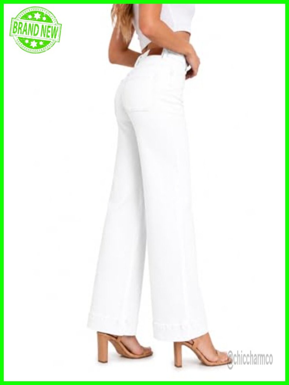 High Waisted Stretch Wide Leg Jeans Casual Fit Tummy Control - Picture 3 of 6
